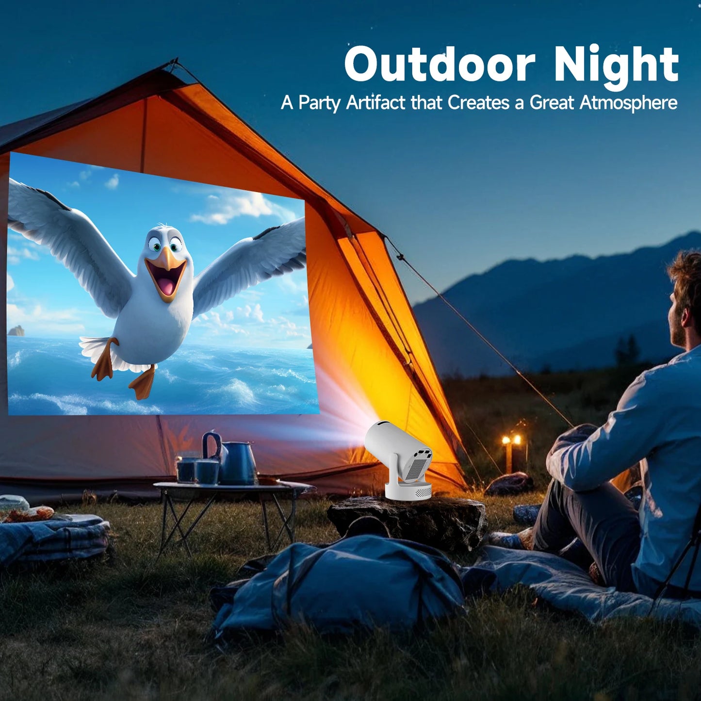 Magcubic HY300 Pro + Projector 4K 720P With 5W Speaker Android 11 8000 Lumens WiFi 6 BT5.4 Outdoor Video Home Theater Projector
